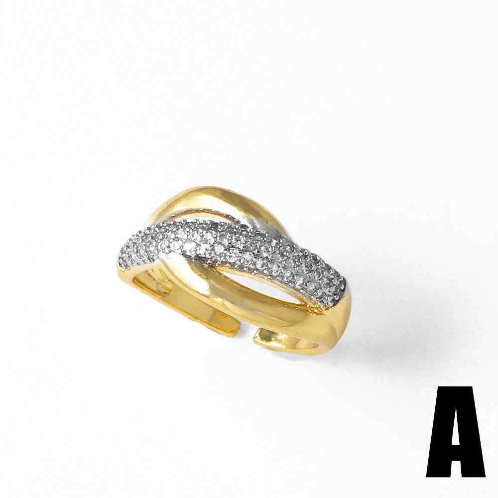 Wholesale two-tone cross sunflower open ring