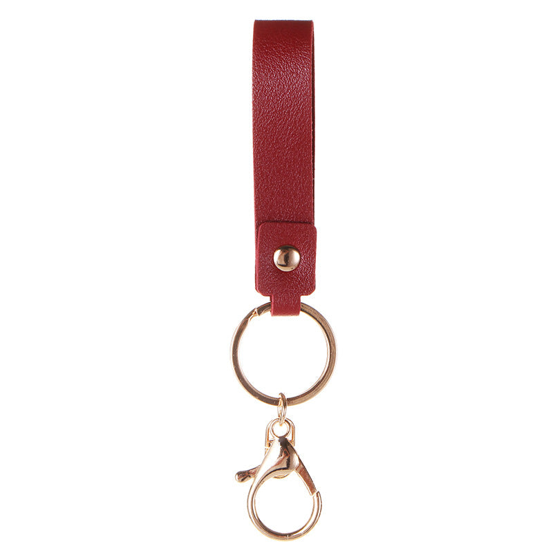 Wholesale Leather Keychain Hand Strap Cute Minimalist Business Gift Wedding Favor Black Car Key Accessory
