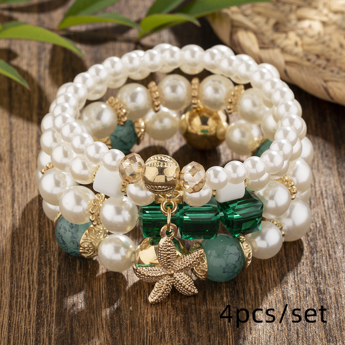 Wholesale Bohemian Creative Starfish Pearl Multi-layer Beaded Bracelet ACC-BT-Lijie006