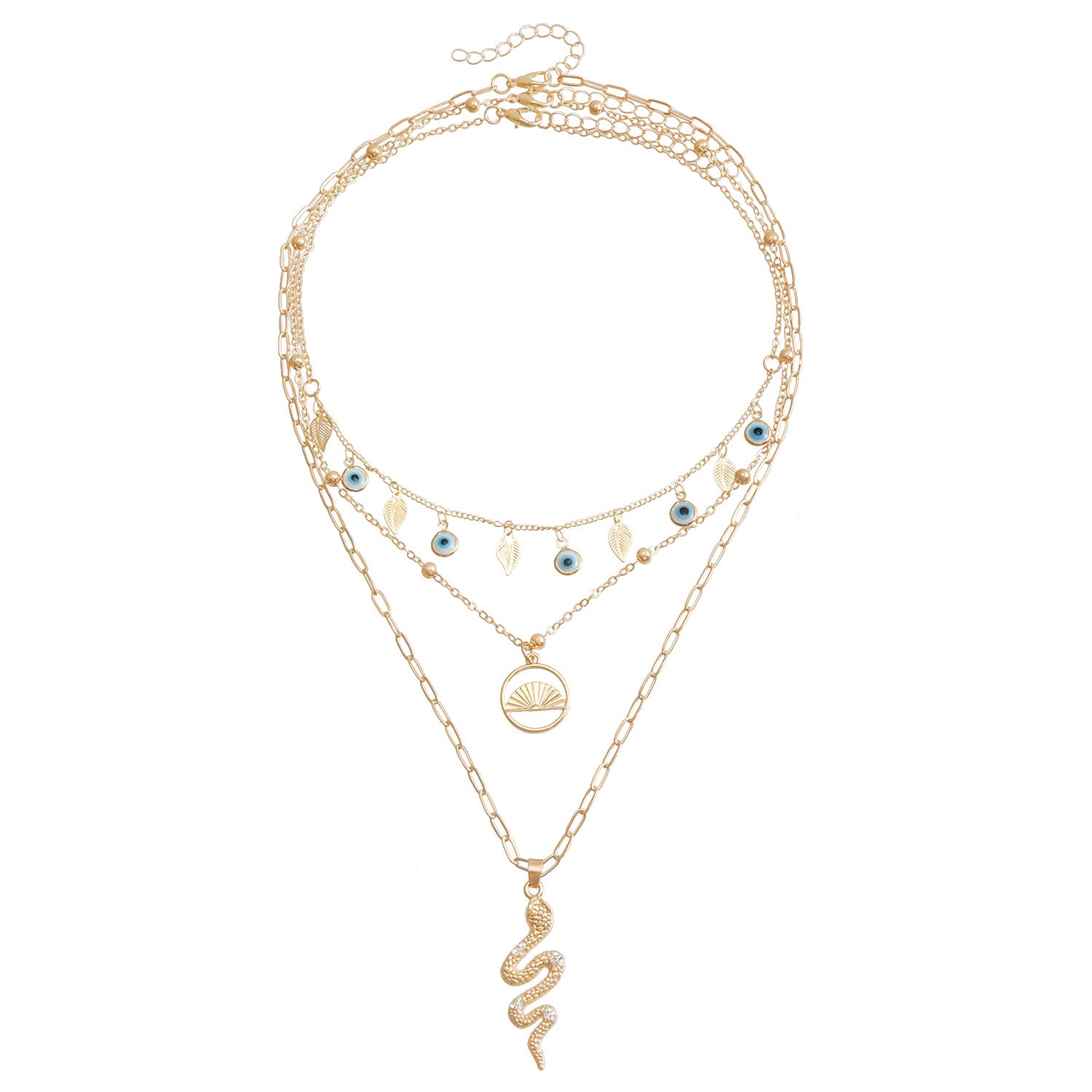 Wholesale  Oil Drop Devil's Eye Snake Pendant Clavicle Chain Necklaces