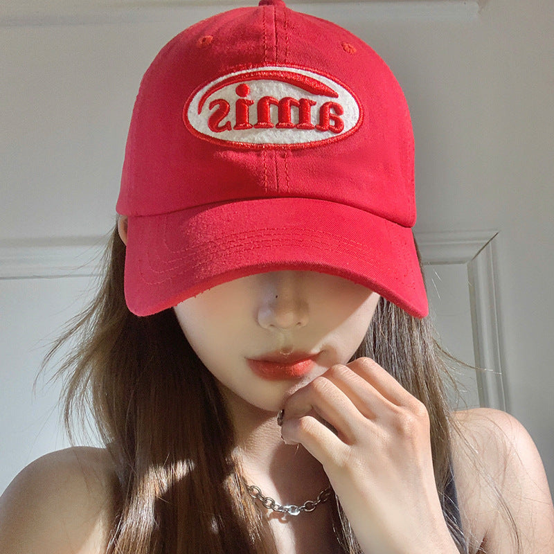 Wholesale red baseball cap with face soft top hat sun hat