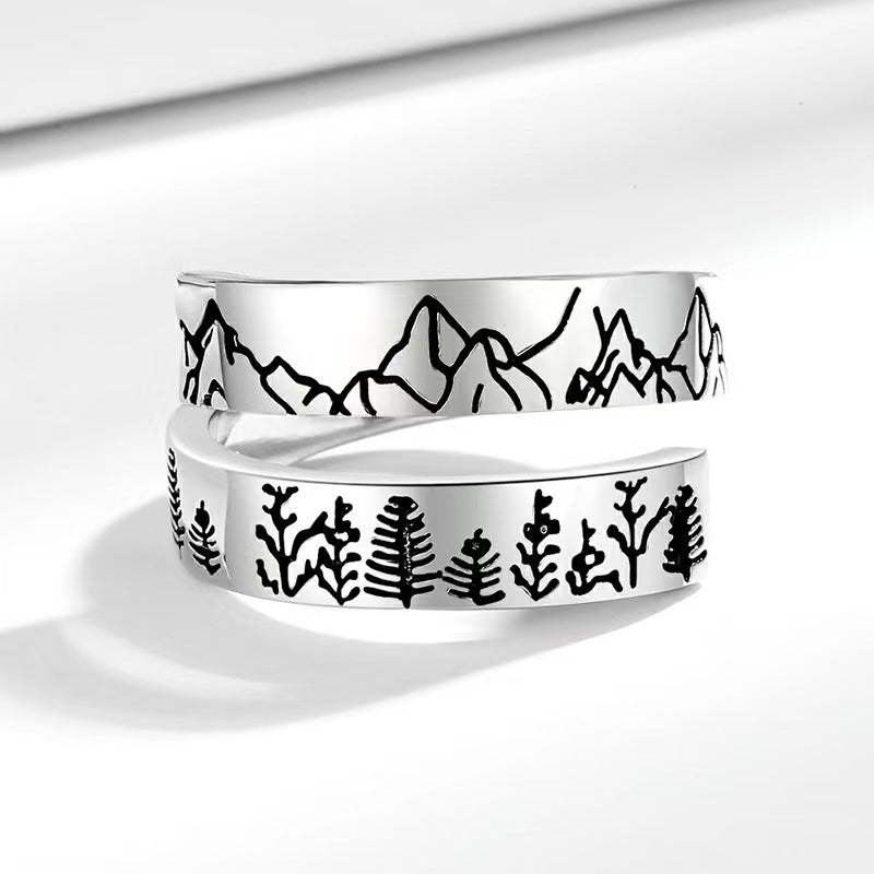 Wholesale Simple Mountain Ring Adjustable Nordic Mountain Shape Index Finger Ring
