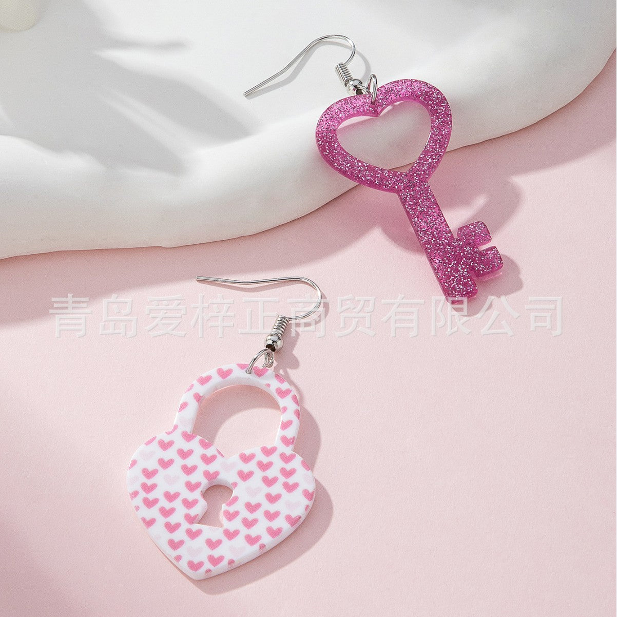 Wholesale Acrylic Valentine's Day Love Key Earrings