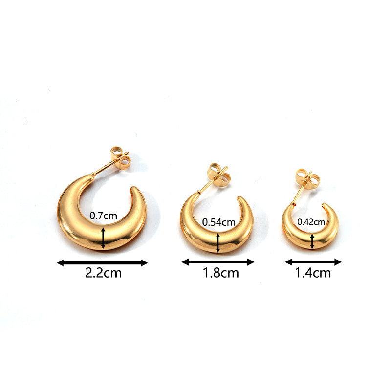 Wholesale  light luxury  stainless steel crescent earrings