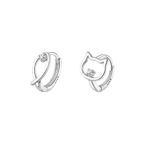 Wholesale S925 Sterling Silver Cat  Hollow Earrings
