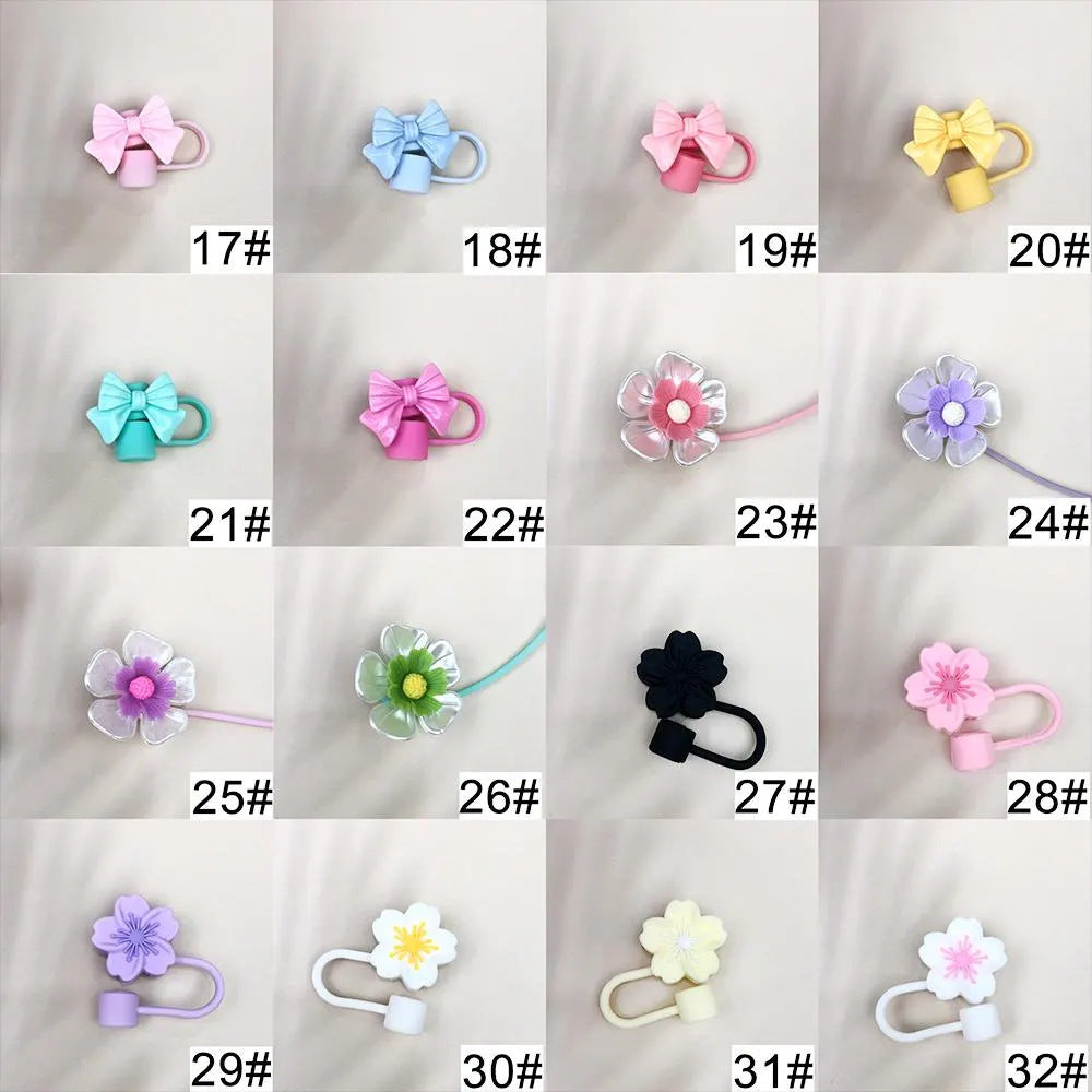 Wholesale  10mm Shiny Laser Butterfly PVC Soft Straw Tube Cap
