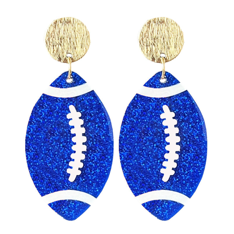 Wholesale  source football soccer color contrast fashion ladies shiny acrylic earrings