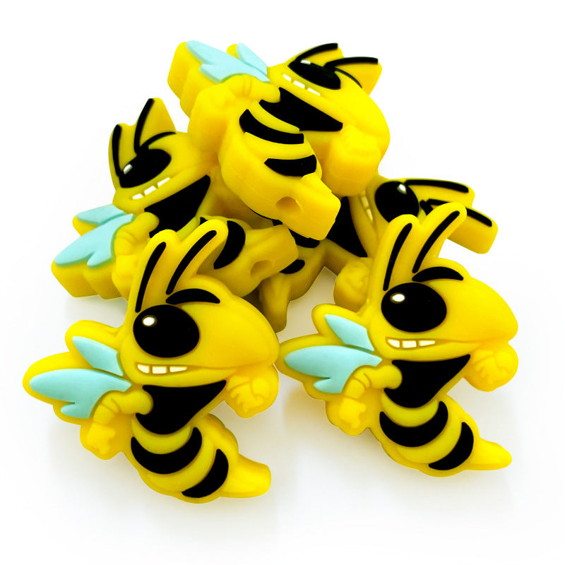 Wholesale 10pcs Bee Silicone Cartoon Focal Beads ACC-BDS-WDX254