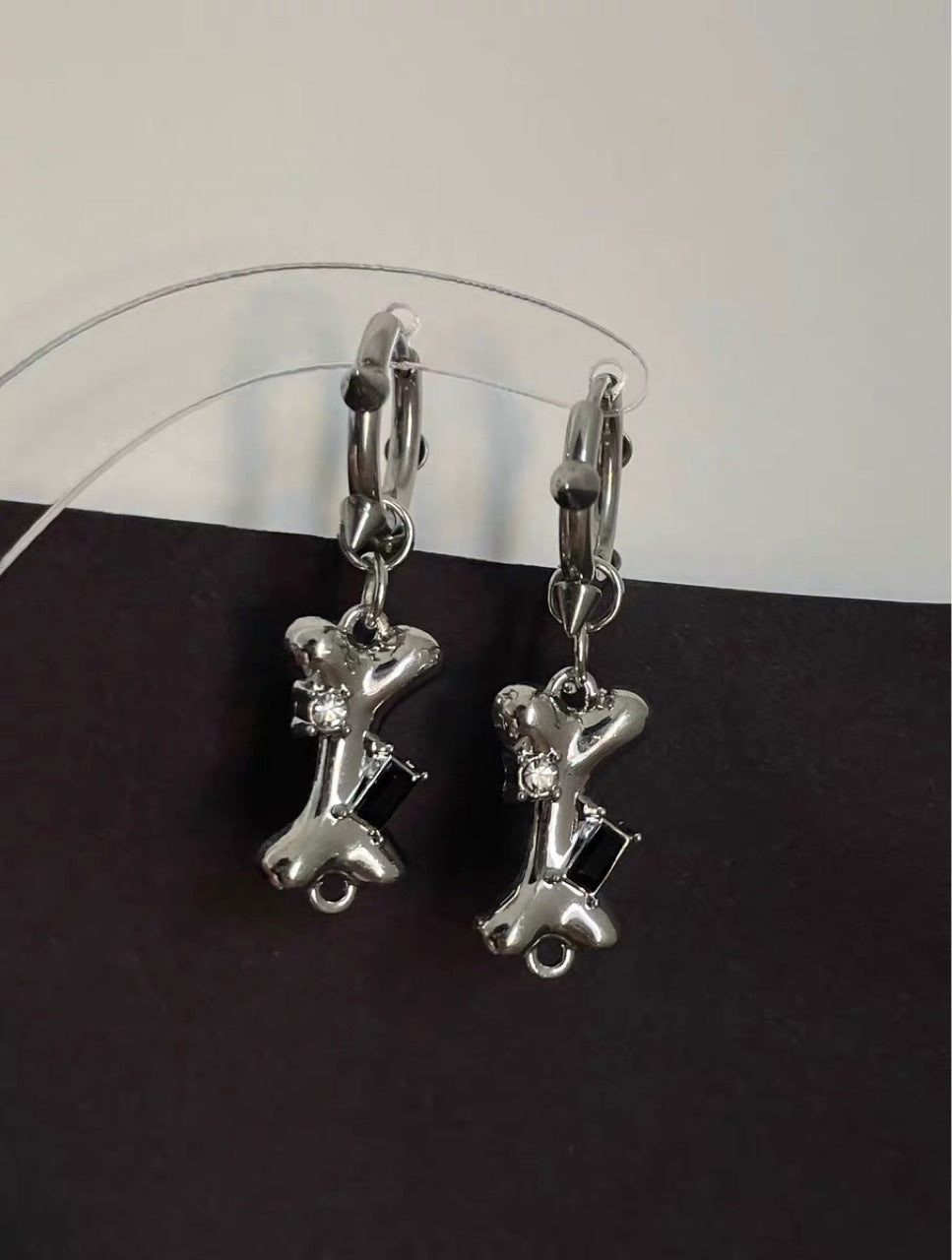 Wholesale Stainless Steel Punk Bone Rivet Earrings