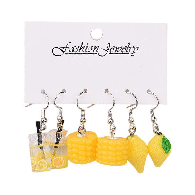 Wholesale Cartoon Butterfly Frog Strawberry Yellow Duck Acrylic Earrings Set