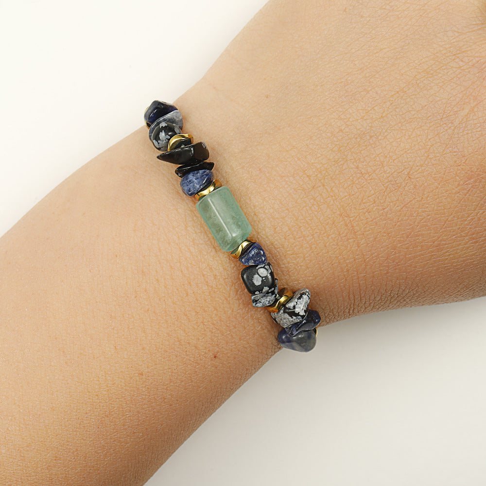 Wholesale Columnar green aventurine sodalite crushed stone combination crystal bracelet