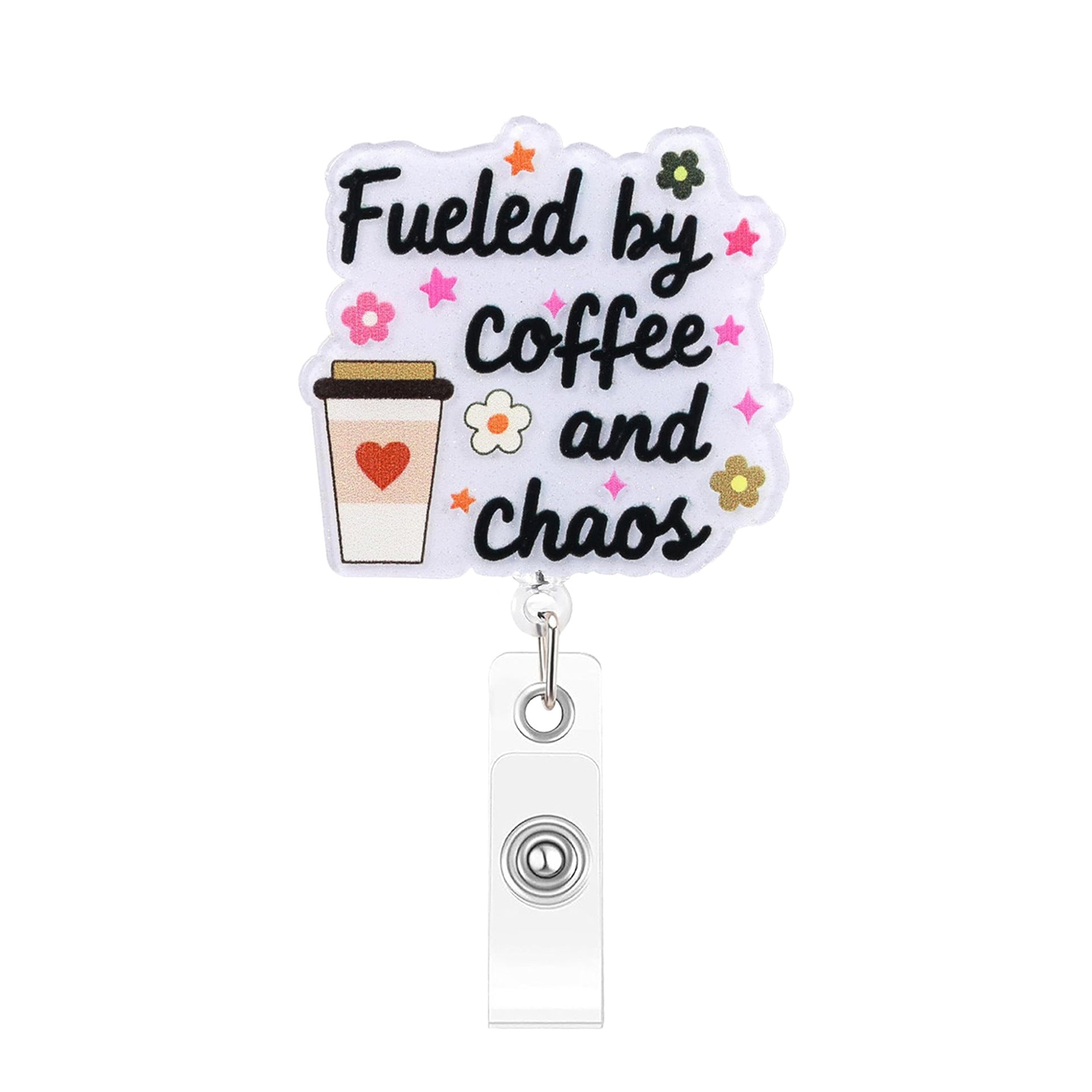 Wholesale Glitter Acrylic Retractable ID Card Holder Heart Design for Girls Fashion Accessory