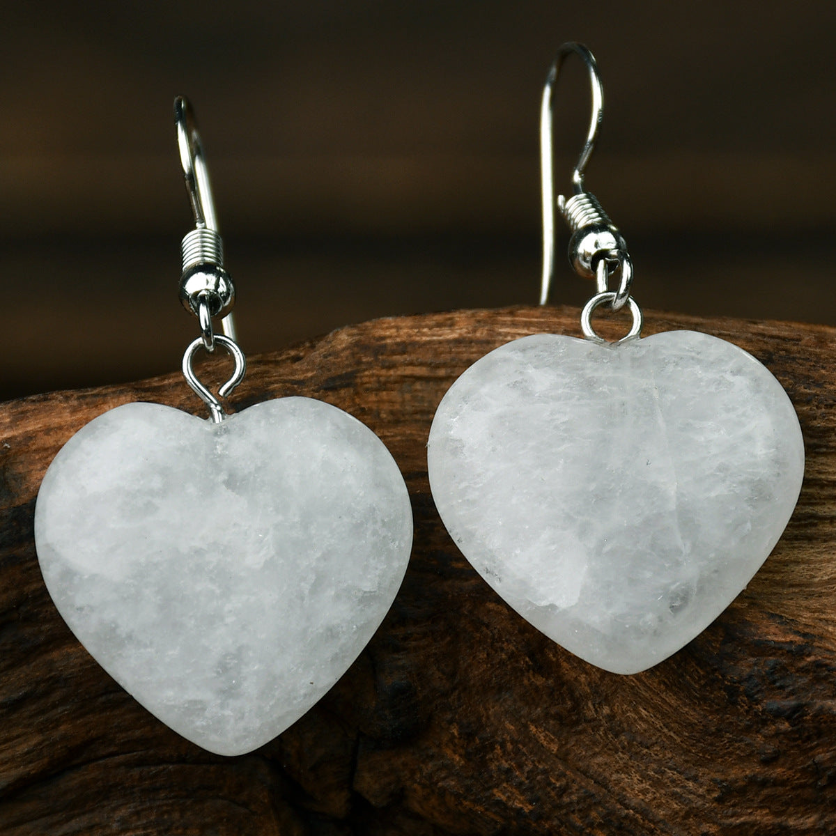 Wholesale Valentine' s Day Natural Stone Heart Pendant Earrings