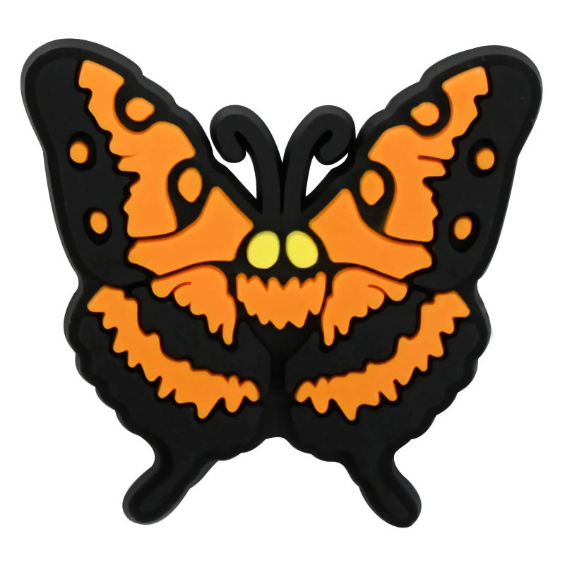 Decorazione casuale all'ingrosso della fibbia della scarpa in gomma morbida in PVC serie zucca da 100 pezzi