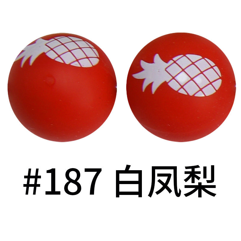 Wholesale 50pcs 15mm White Pineapple Silicone Round Beads DIY Bead Accessories ACC-BDS-HeSheng005