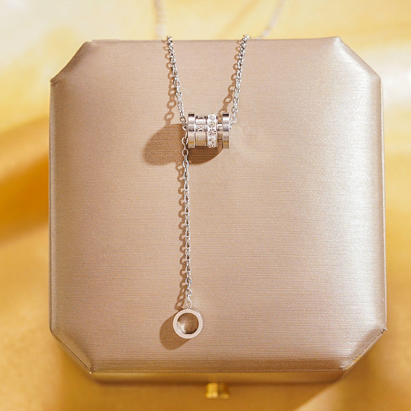 Wholesale Titanium Steel Necklace Zircon Pendant Clavicle Necklaces Choker Necklace ACC-NE-Qingyan006