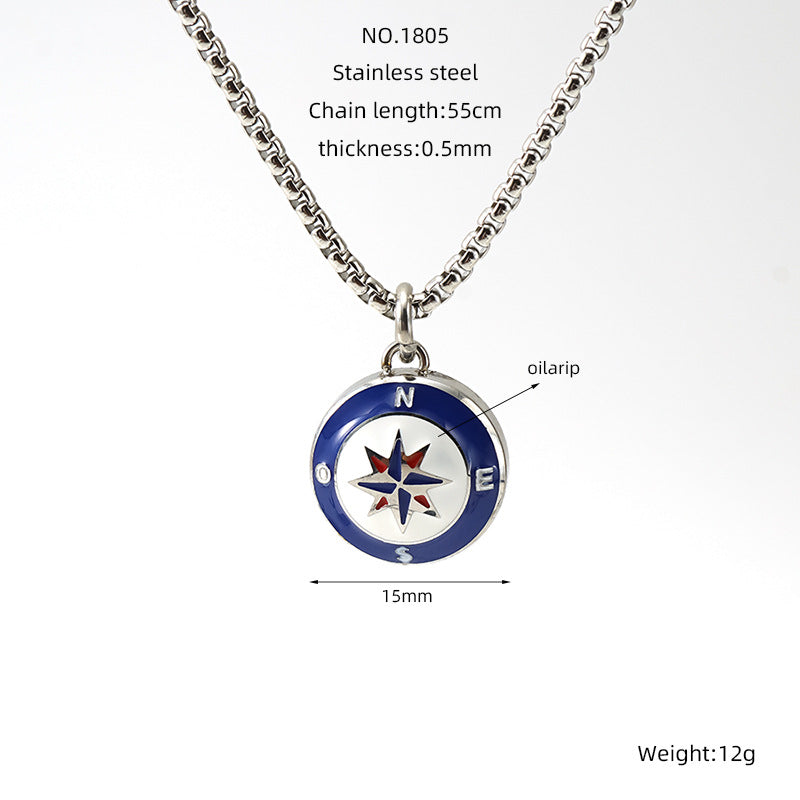 Wholesale Stainless Steel Compass Nautical Anchor Pendant Sweater Necklace ACC-NE-ZhongYao006