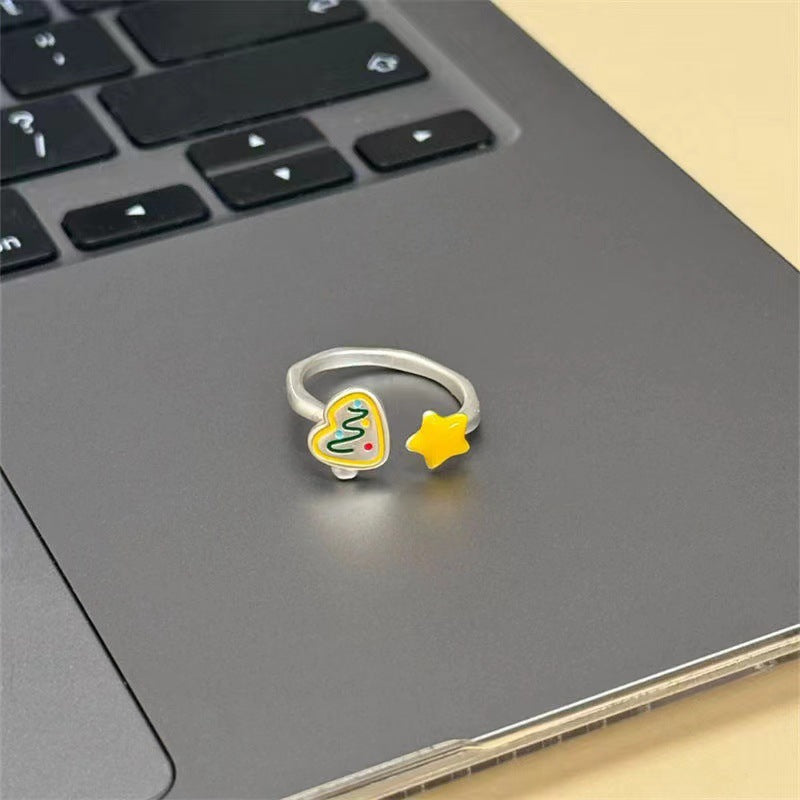 Wholesale  Enamel Painted Stars and Christmas Tree Opening Ring