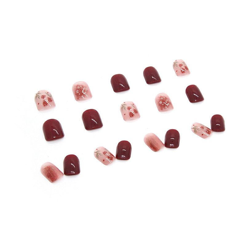 Wholesale  24 Pieces/box Rose Red Nails Kits Nail Stickers