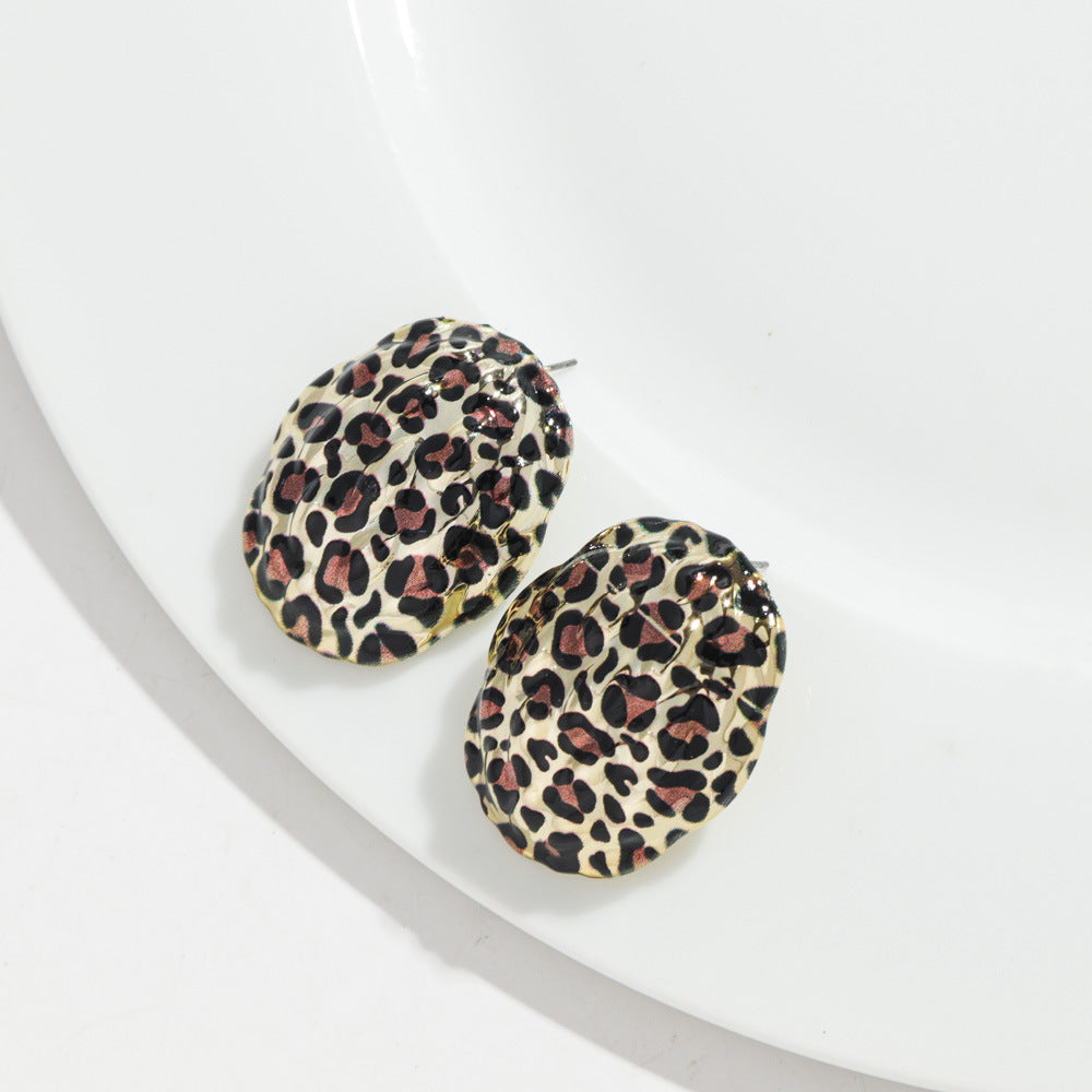 Wholesale  Retro Leopard Earrings  Geometric Leopard Earrings