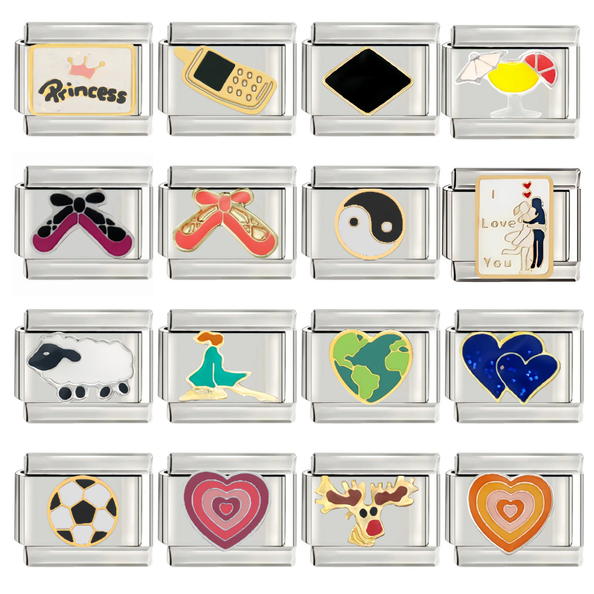Wholesale Italian Charm Starter Bracelets DIY square Single Section Creative Stainless Steel Composable Bracelet