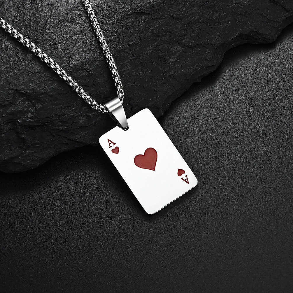 Wholesale Lucky Spades Hearts Playing Card Pendant Necklace ACC-NE-Hany003