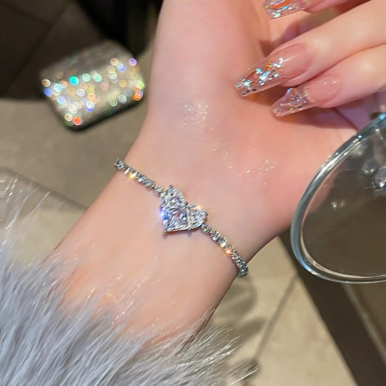 Wholesale Super Shiny Love Zircon Bracelet