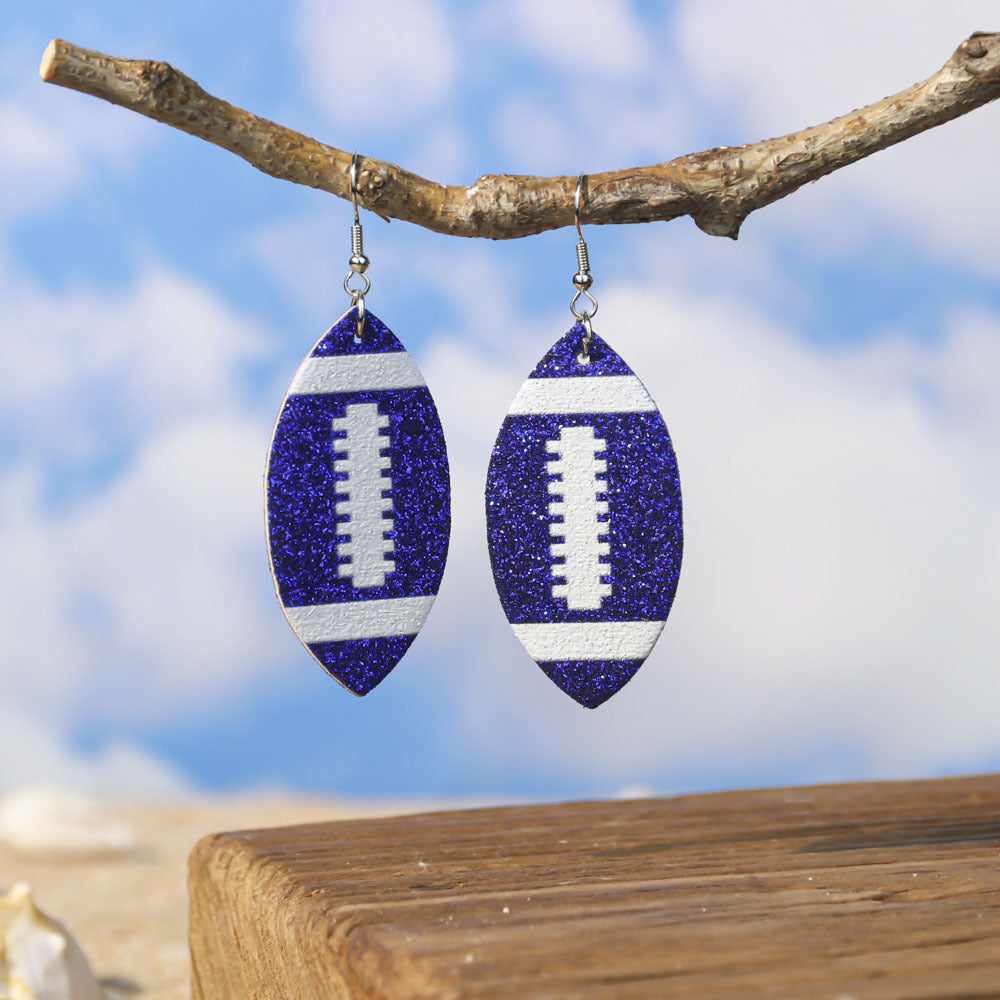 Pendientes de cuero de lentejuelas de fútbol y softball al por mayor