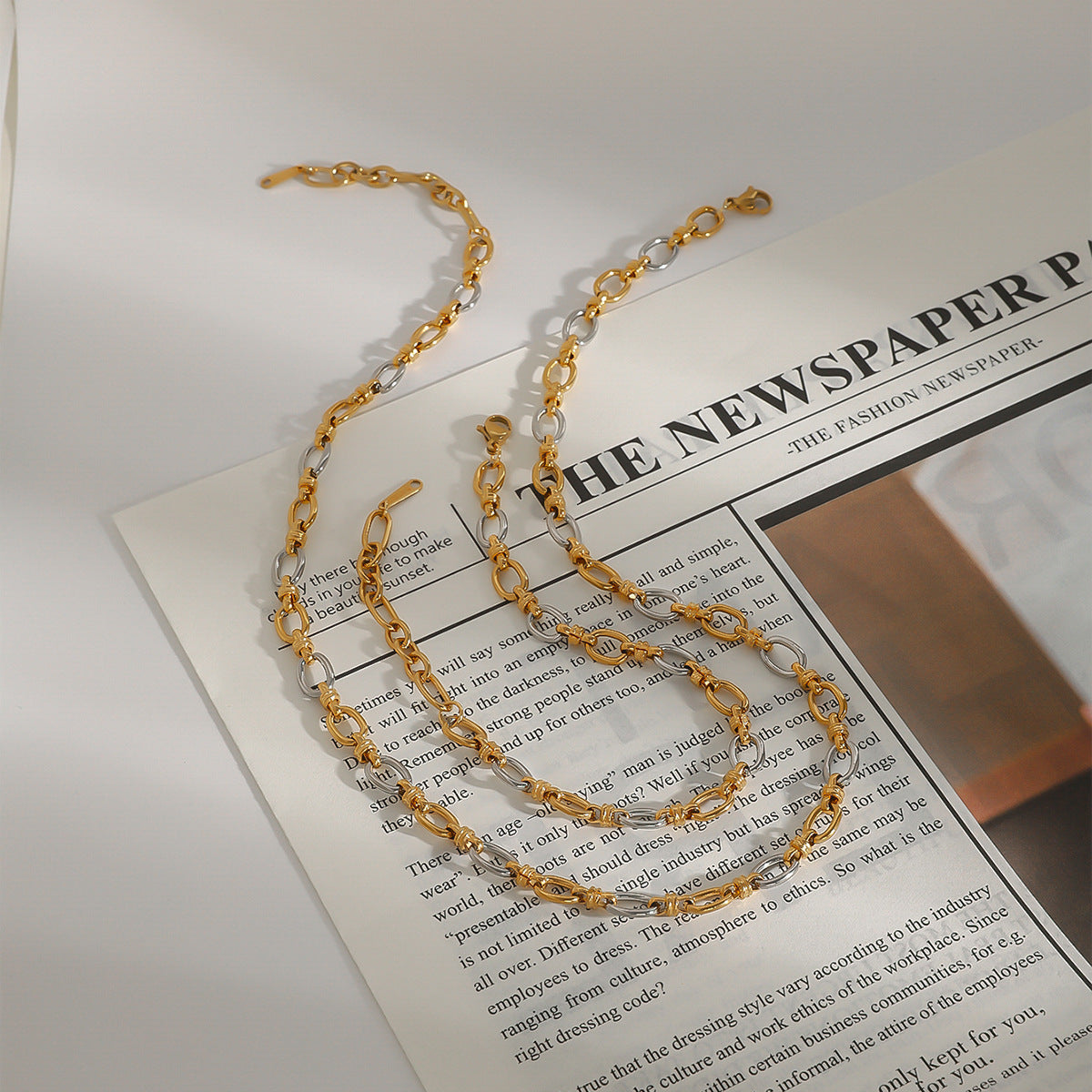 Wholesale  18k gold stainless steel gold and silver color matching cross buckle necklace