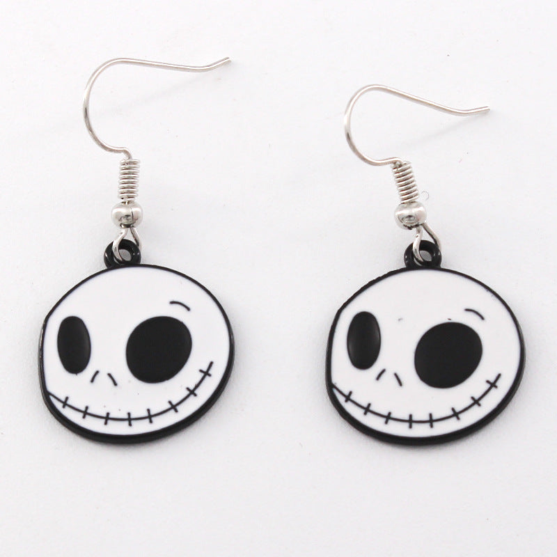 Wholesale Halloween Skull Mummy Witch Alloy Oil Drop Earrings ACC-ES-Liyao005