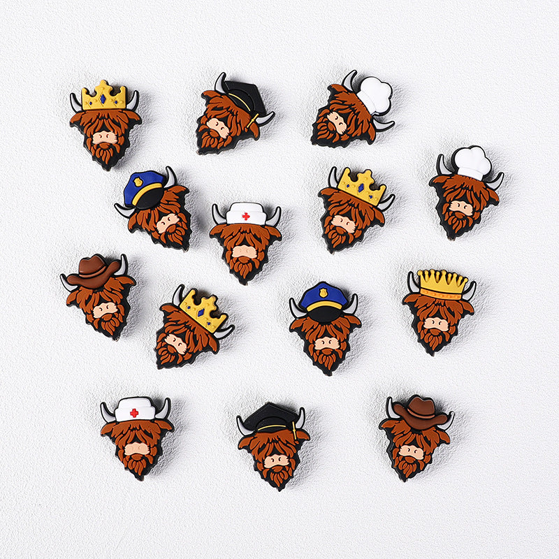 Wholesale 20pcs Cartoon Highland Cow Focal Beads DIY Bead Accessories ACC-BDS-RongFa068