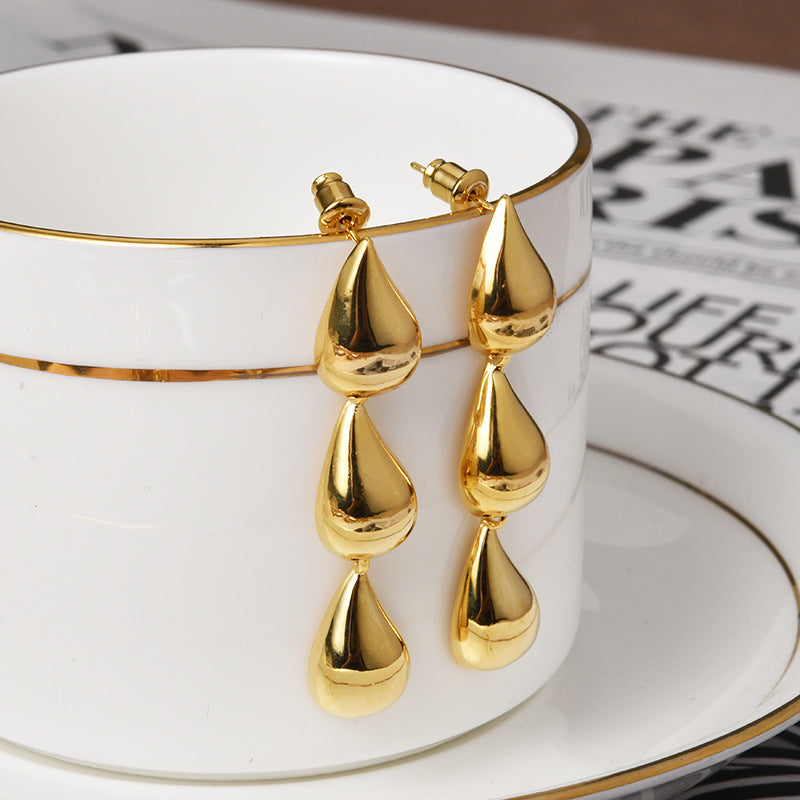 Wholesale Classic Vintage Water Drop Tassel Gold Earrings