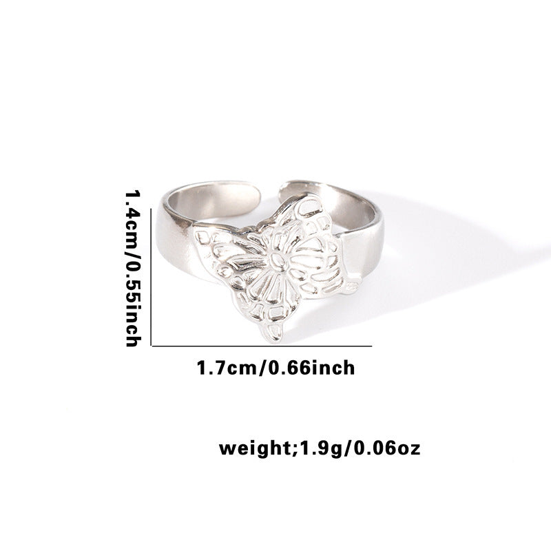 Wholesale Gold Plated Titanium Steel Heart Cut Out Ring Fashion Jewelry Accessory for Everyday Wear