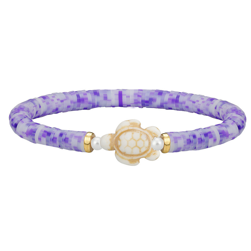 Wholesale polymer clay beaded elastic bohemian style handmade turtle bracelet