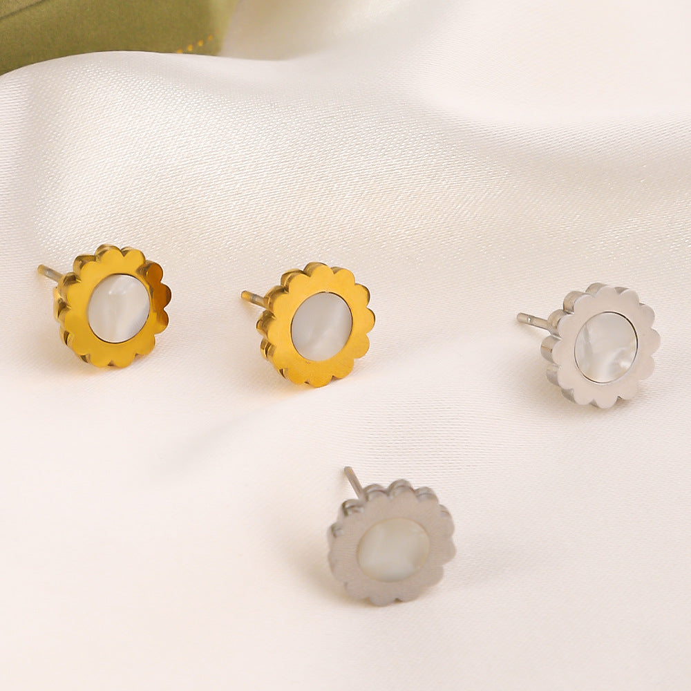 Wholesale Titanium Steel Sunflower Earrings