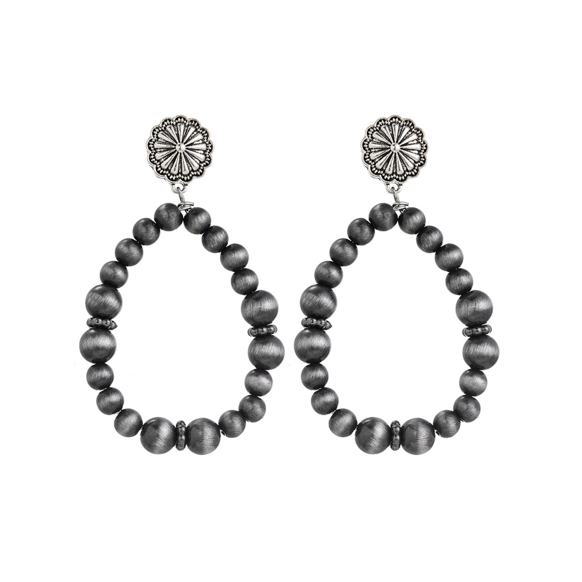 Wholesale Retro Ethnic Style Antique Silver Drop Pendant Earrings