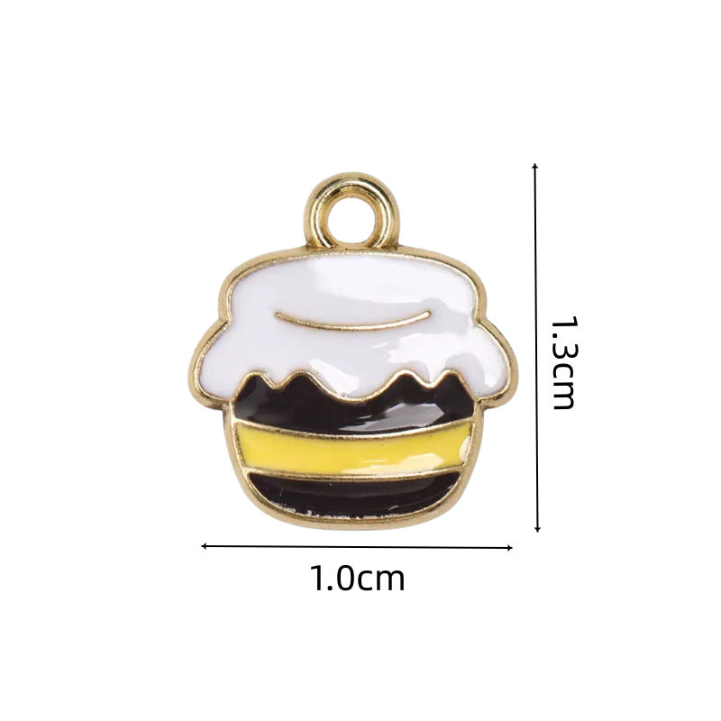 Wholesale 10pcs/pack  Alloy Oil Dripping Cartoon Bee Animal DIY Earrings Keychain Pendant Jewelry Accessories Bag Pendant