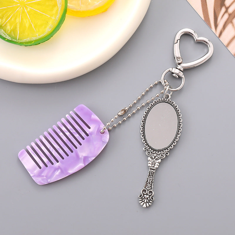 Wholesale Comb Pendant Mini Handle Makeup Mirror Keychain