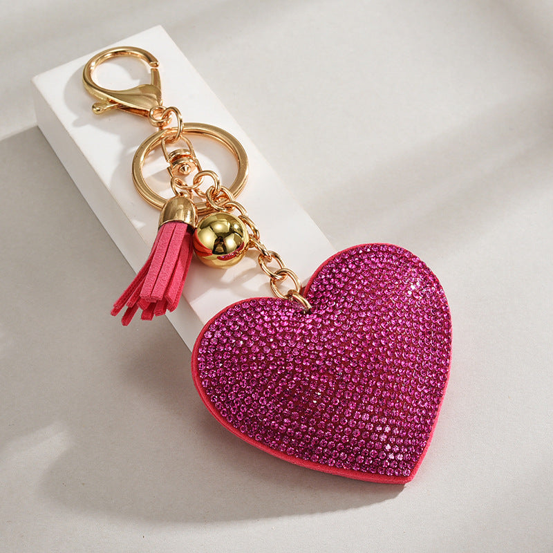 Wholesale Colorful Rhinestone Hot Rhinestone Leather Tassel Keychain ACC-KC-XLu001