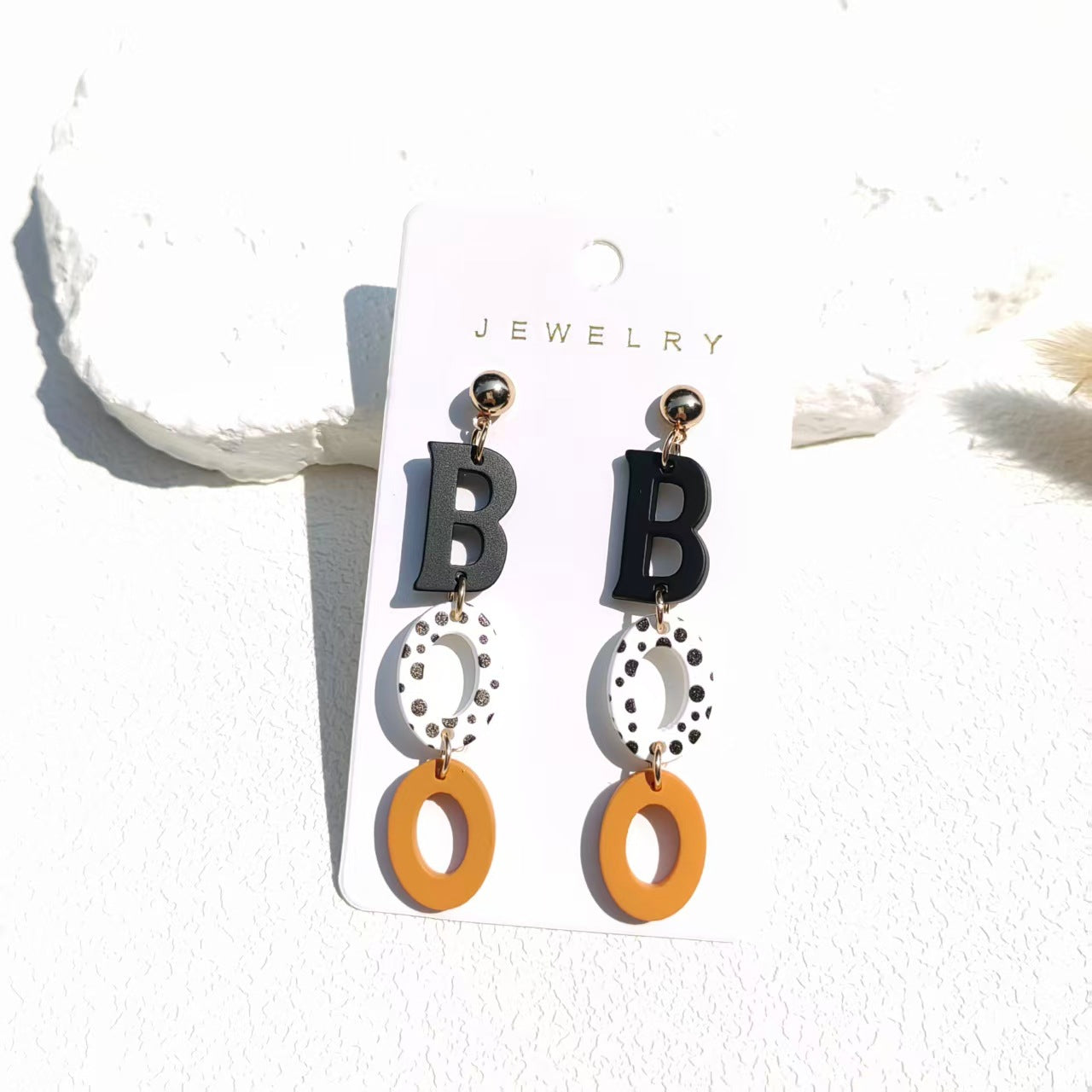 Wholesale  Boo Ghost Witch Hat Zebra Print Acrylic Earrings Party Gift