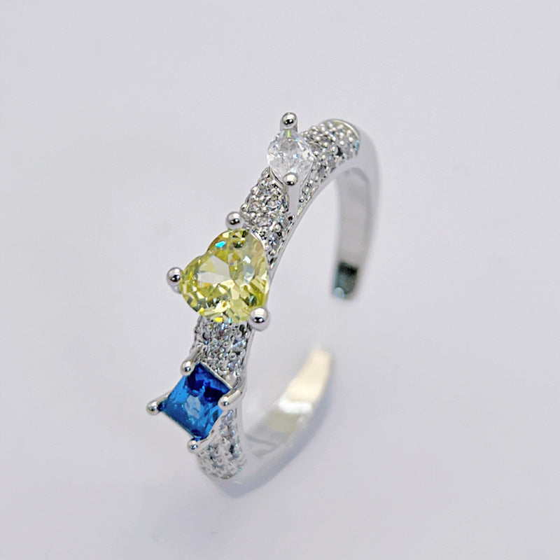 Wholesale Micro-inlaid Pink Diamond Silver Zircon Ring Light Luxury Retro Open Rings ACC-RS-YXY018