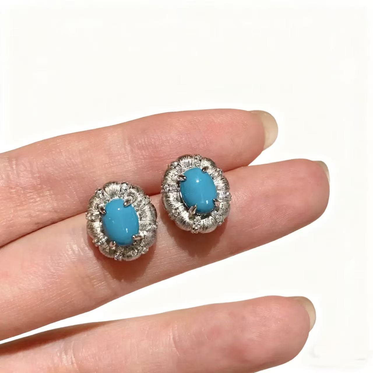 Wholesale Geometric Blue Turquoise Earrings for Women,  Copper Electroplate,  Stylish Jewelry Accessory