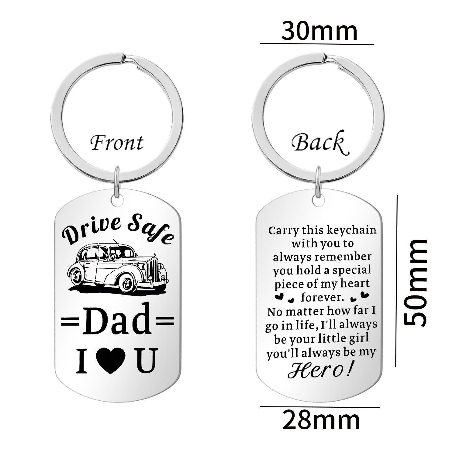 Wholesale stainless steel keychain Father's Day Mother's Day engraved keychain
