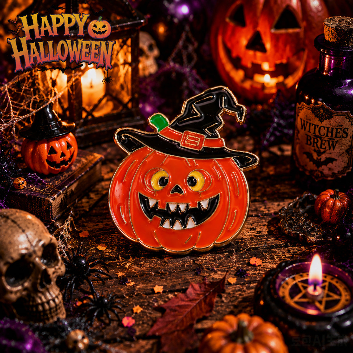 Wholesale  Pumpkin Bat Brooch Pin y Ghost Face Enamel Badge Trendy Holiday Costume Accessory Decorative Gift