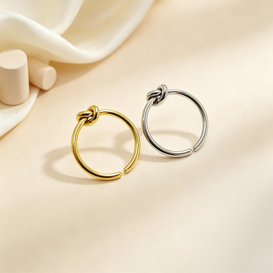 Wholesale Stylish Knot Ring Titanium Steel 18K Gold Plated Adjustable Open Band Unisex Fashion Jewelry Accessory For Party And Gift