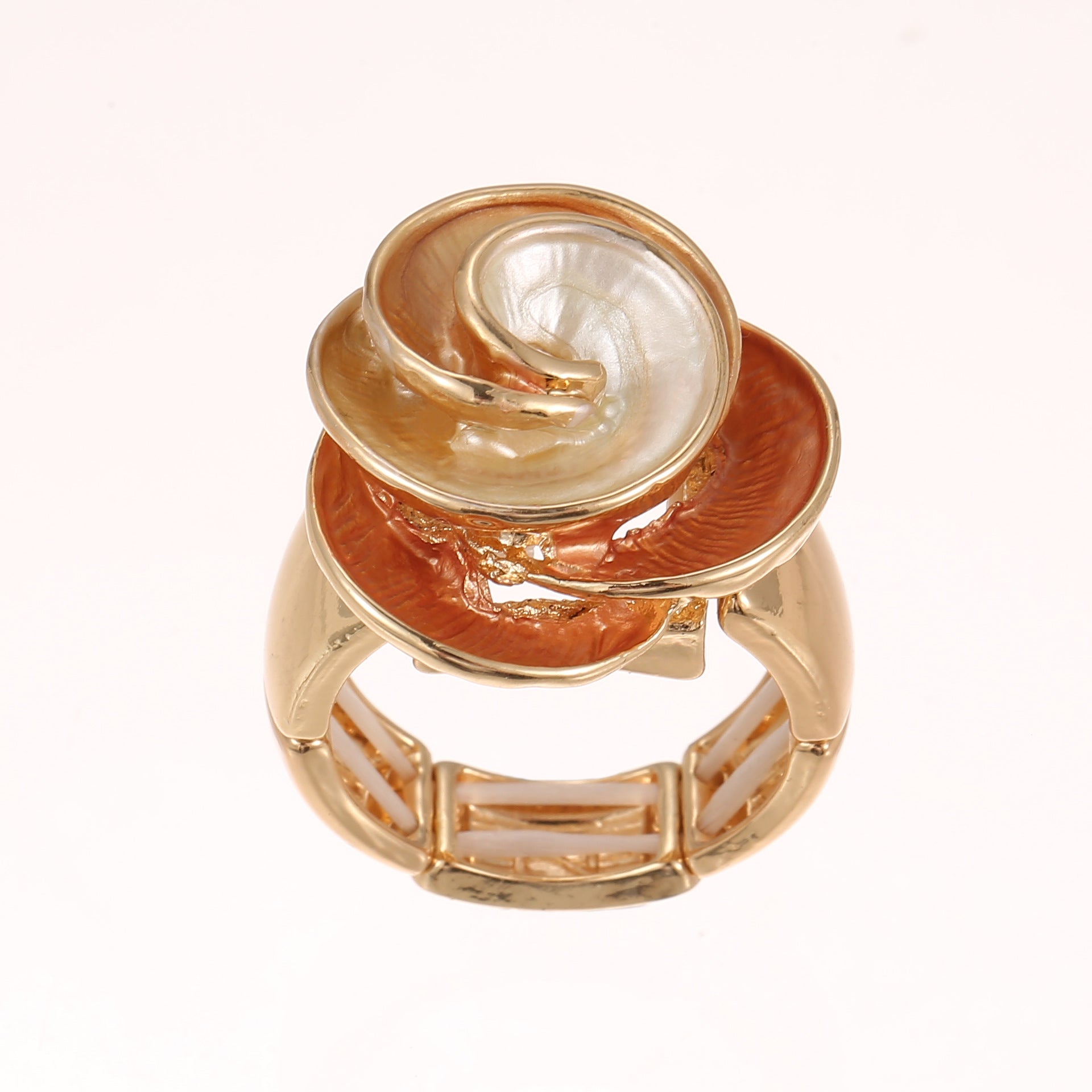 Wholesale color painting oil geometric petal elastic adjustable ring