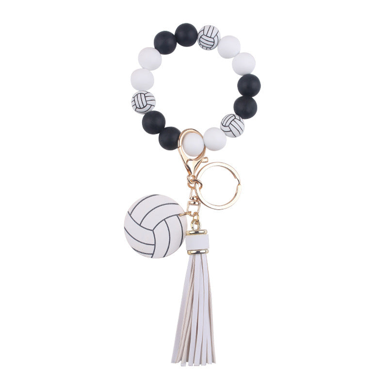 Wholesale  Leather PU Tassel Cartoon Silicone Football Wrist Keychain