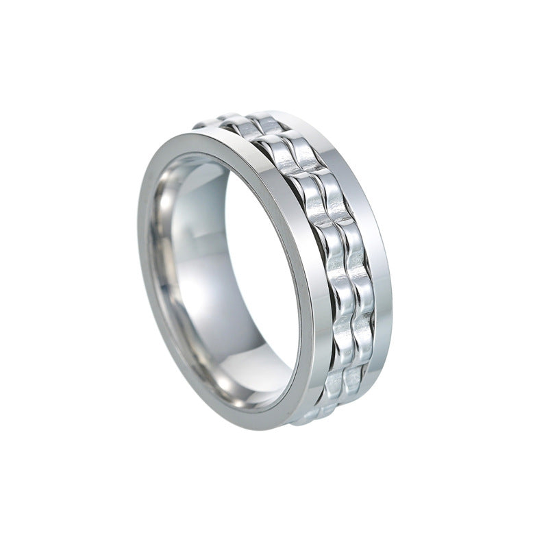 Wholesale Titanium Steel Polished Rotating Decompression Ring Boutique Resale Jewelry