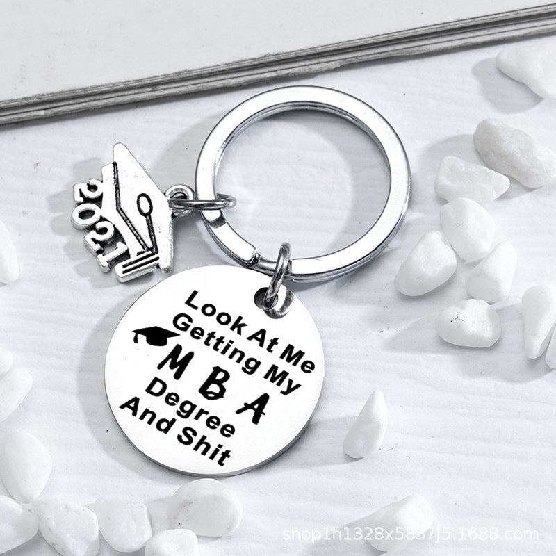 Wholesale Metal Keychain Graduation Season Doctor Hat Engraved Keychain ACC-KC-Chenz014