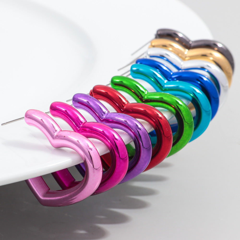 Wholesale Electroplating colorful peach heart acrylic earrings